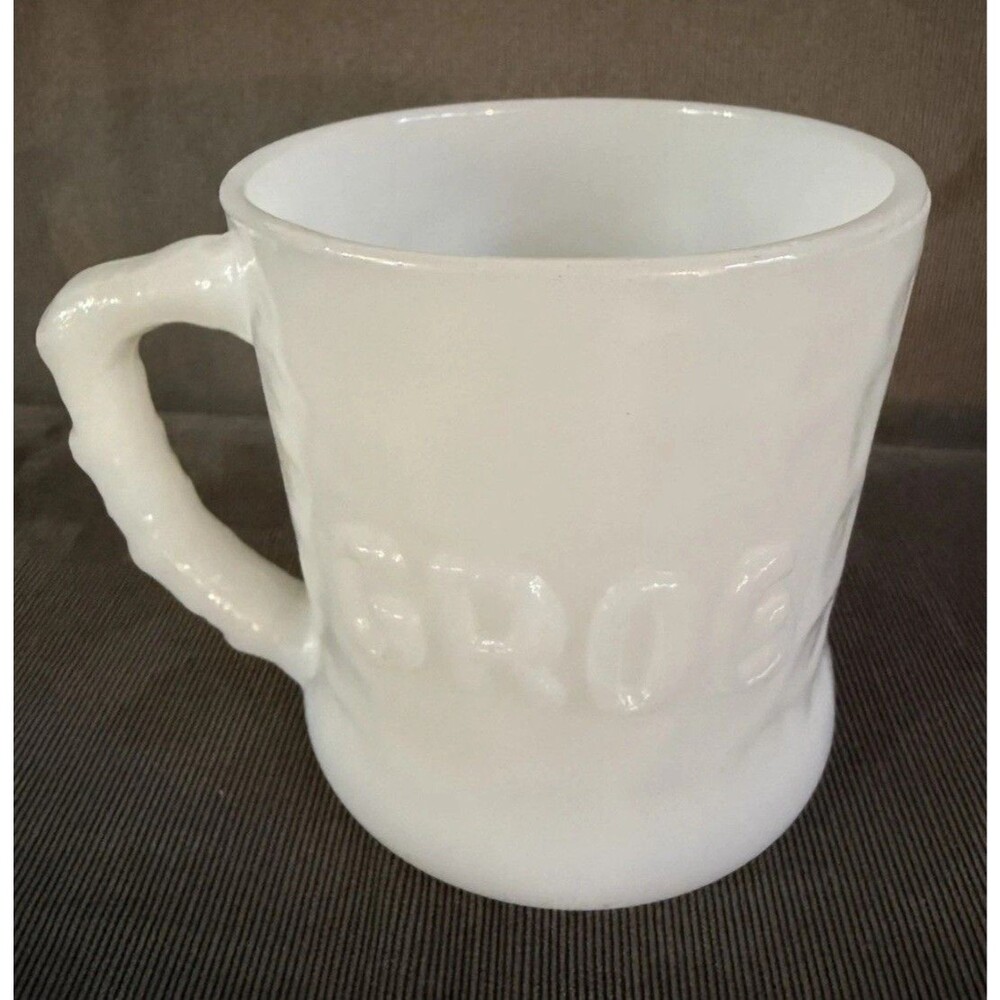 Vintage DC Comics BC GROG Anchor Hocking Milk Glass Mug Cup Johnny Hart